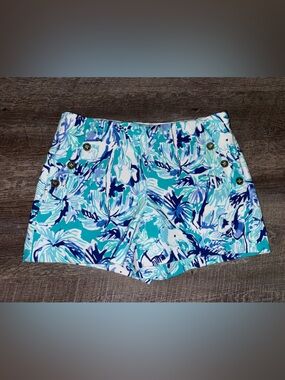 Lilly Pulitzer Blue & Turquoise Floral Sailor Bermuda Shorts
